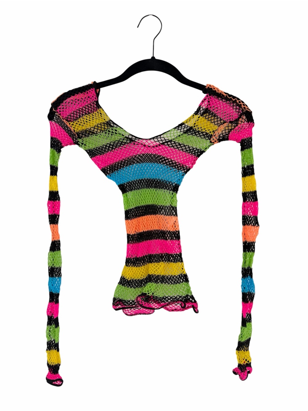 Leg Avenue Neon Multi-Color Striped Mesh Top